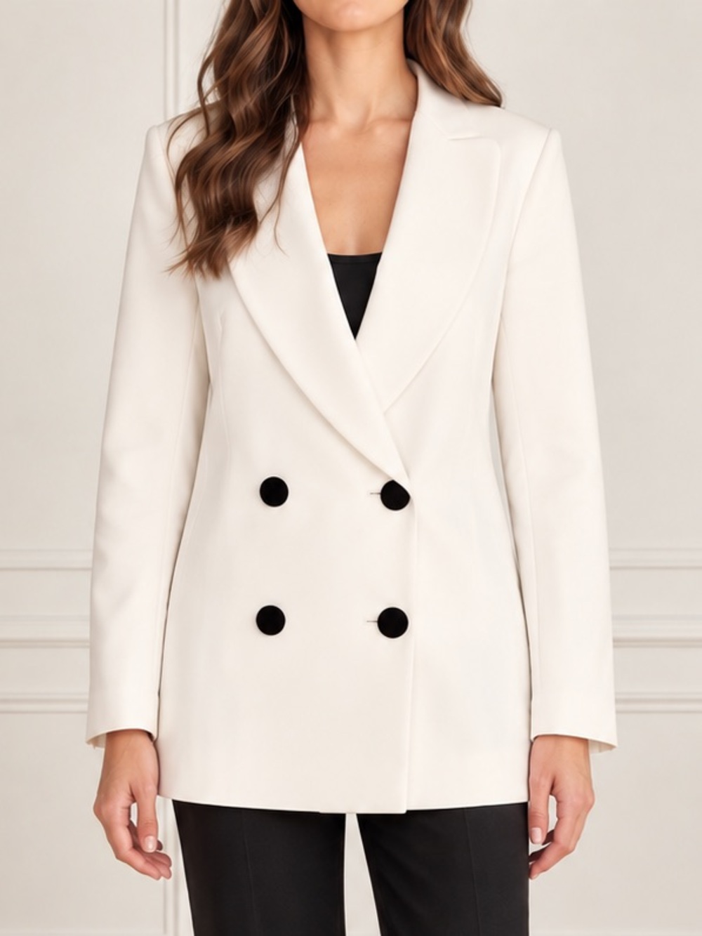 Anine Bing x Helena Christensen Claudia Blazer M White Double Breasted Crepe